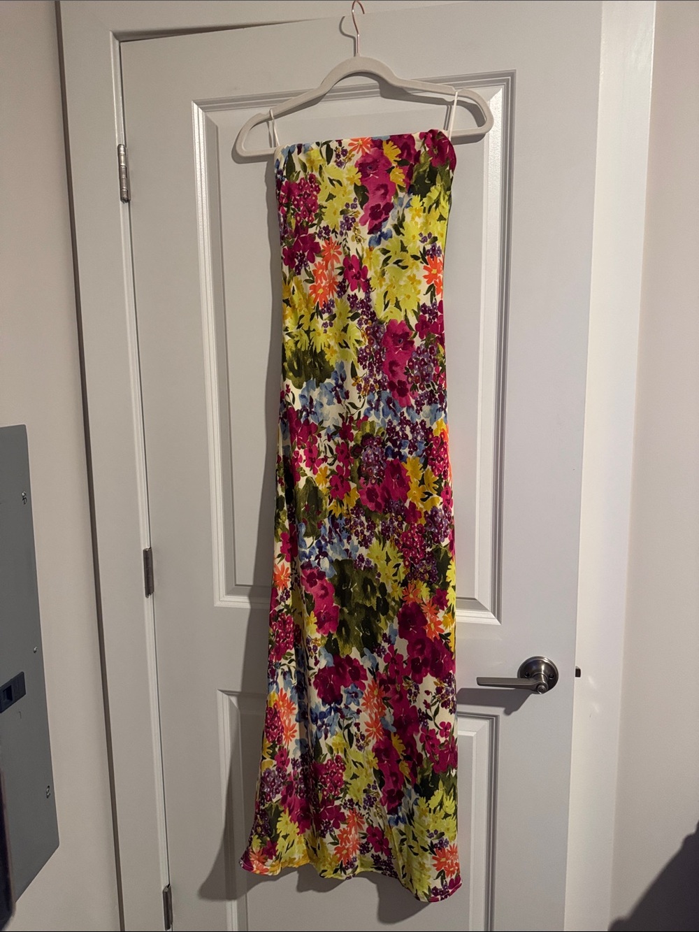 NWT Dress Forum Floral Strapless Maxi Skirt in Fuchsia and Yellow
